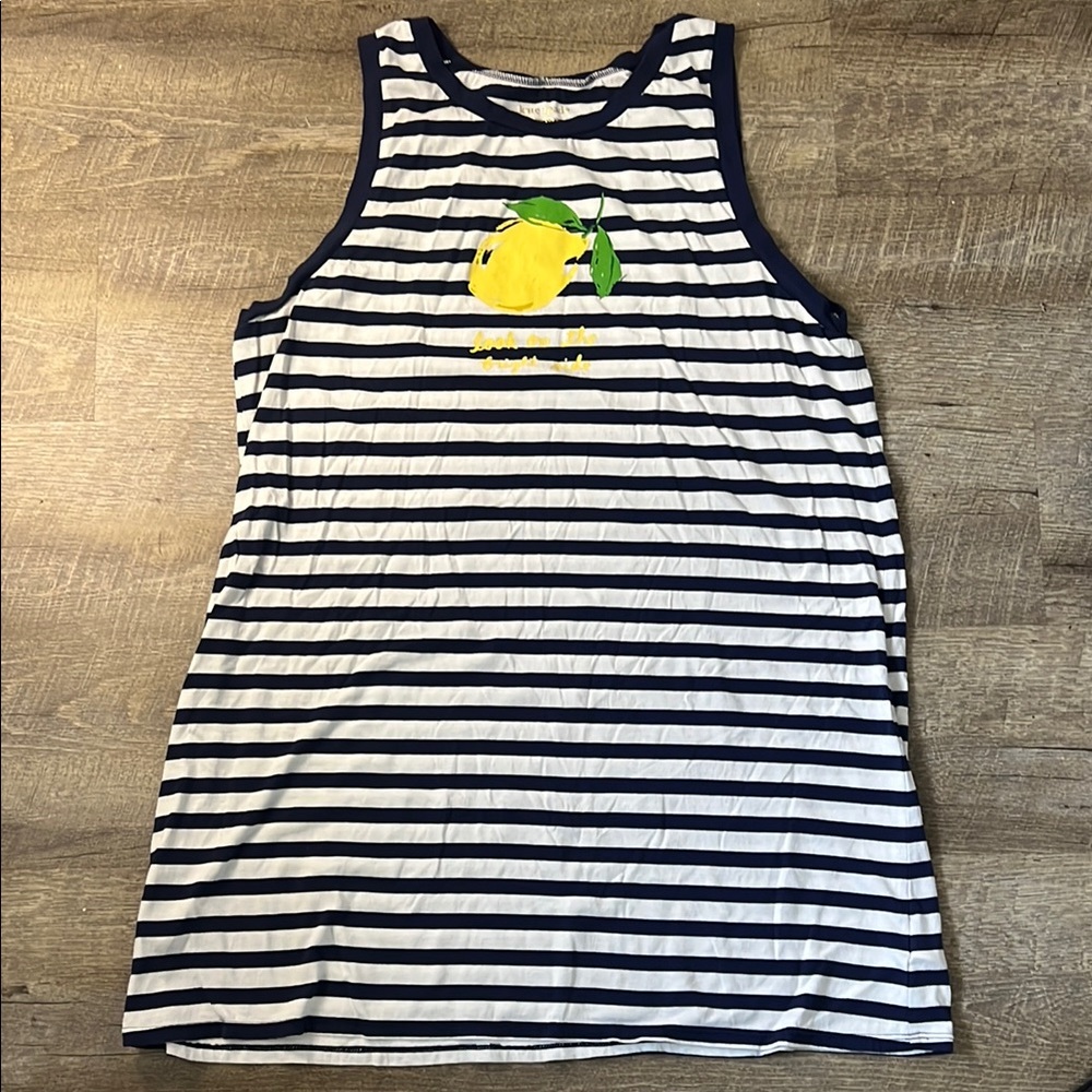 KATE SPADE New York LOOK ON THE BRIGHT SIDE Lemon + Stripe Pajama Gown Size XL